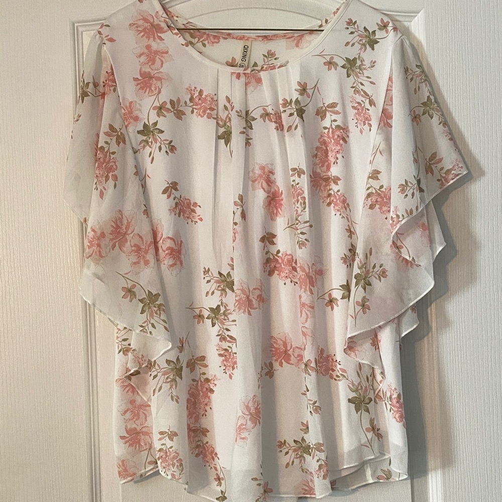 Floral layered Blouse - Pink and White